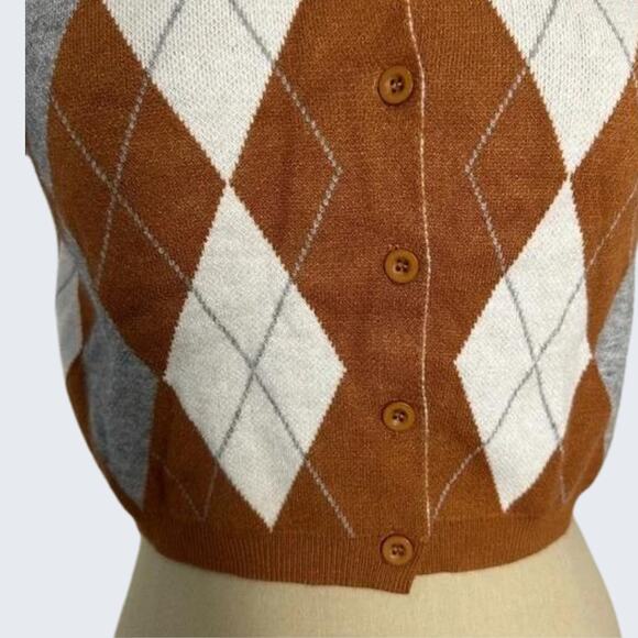 CIDER Brown Cropped Short Sleeve Cardigan Sweater Women's Size Medium - Picture 9 of 13